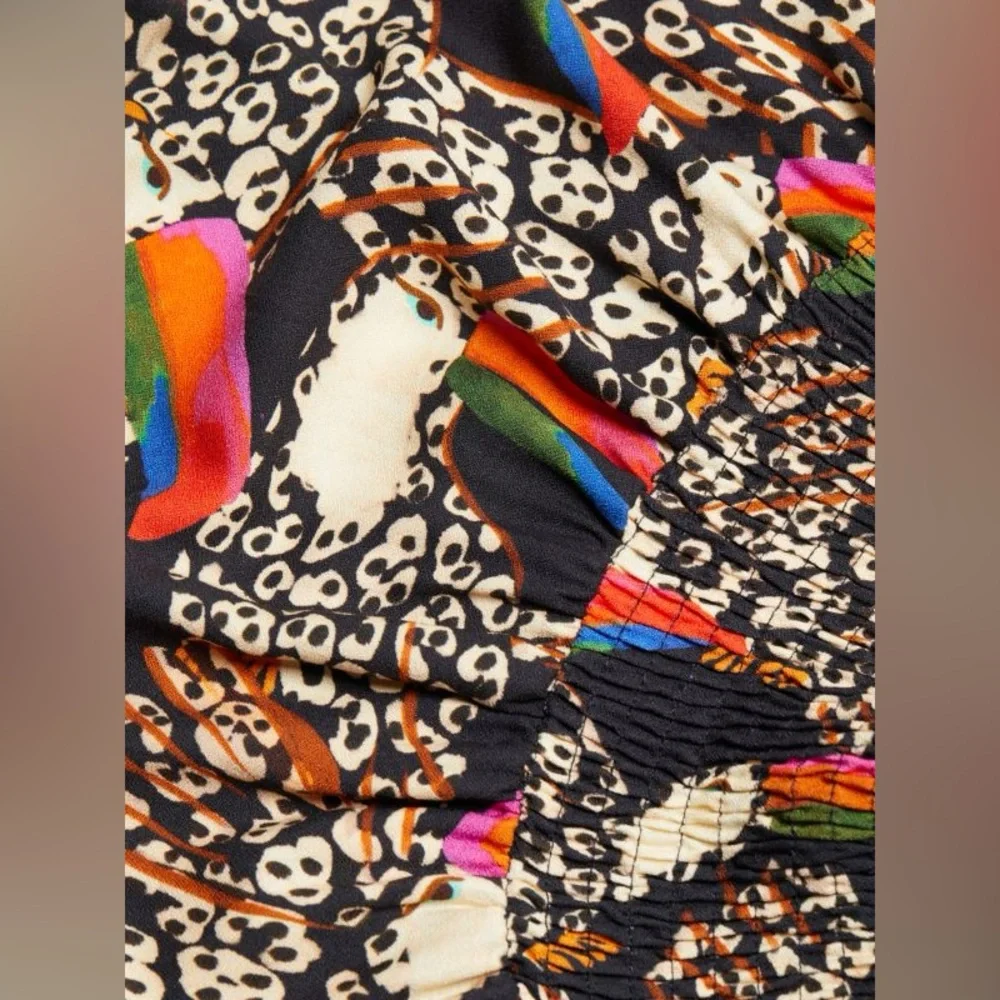 FARM RIO Leopard & Toucan Smocked Minidress - Picture 4 of 5